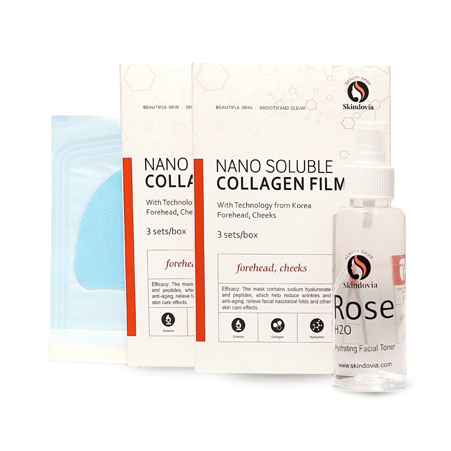Radiance Trio – 2 Collagen Lifting Face Masks + Pure Rose Water