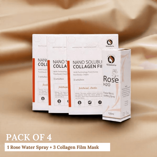 Ultimate Glow Pack –3 Collagen Lifting Face Masks Packs + Pure Rose Water