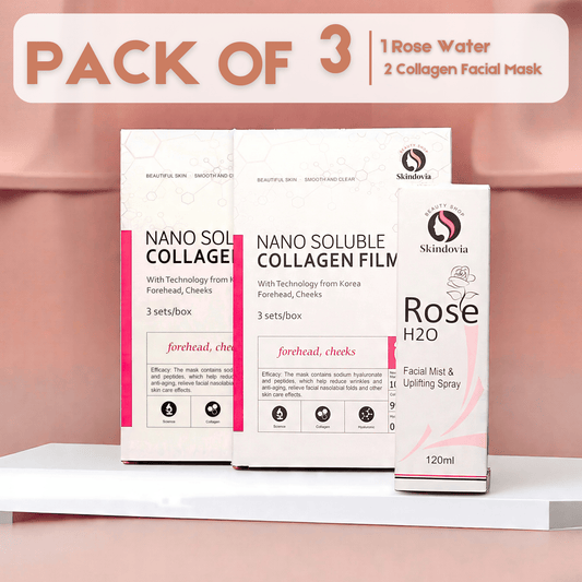 Radiance Trio – 2 Collagen Lifting Face Masks + Pure Rose Water