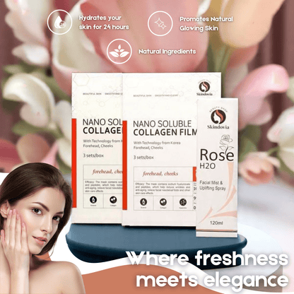 Radiance Trio – 2 Collagen Lifting Face Masks + Pure Rose Water